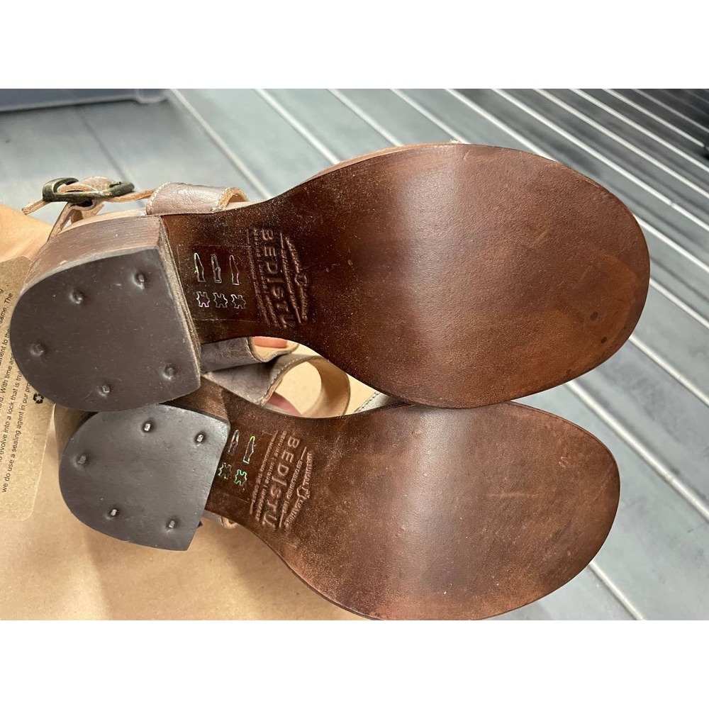 Bed Stu Rustic Sandals Womens 6 Gray Leather Hook & Loop Strap Heels Shoes - Picture 7 of 12